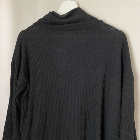 Everleigh Top Tunic Cowl Neck Black Soft Rib Knit Cozy Casual Long Sleeve - Picture 6 of 9